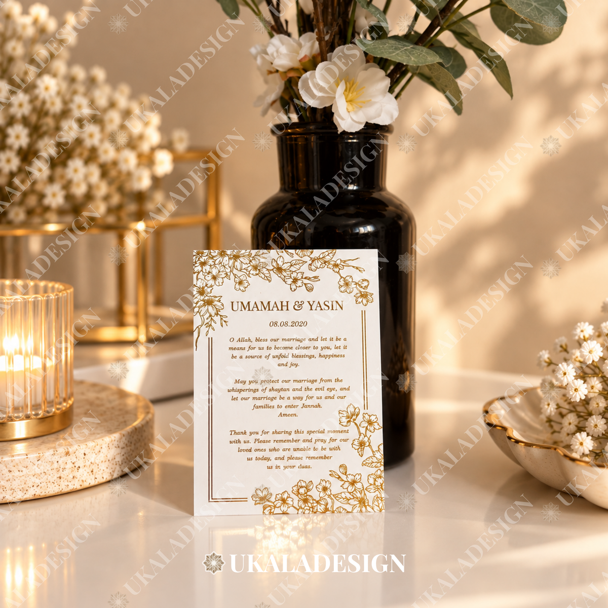 Cherry Blossom Foil Dua Favour Cards