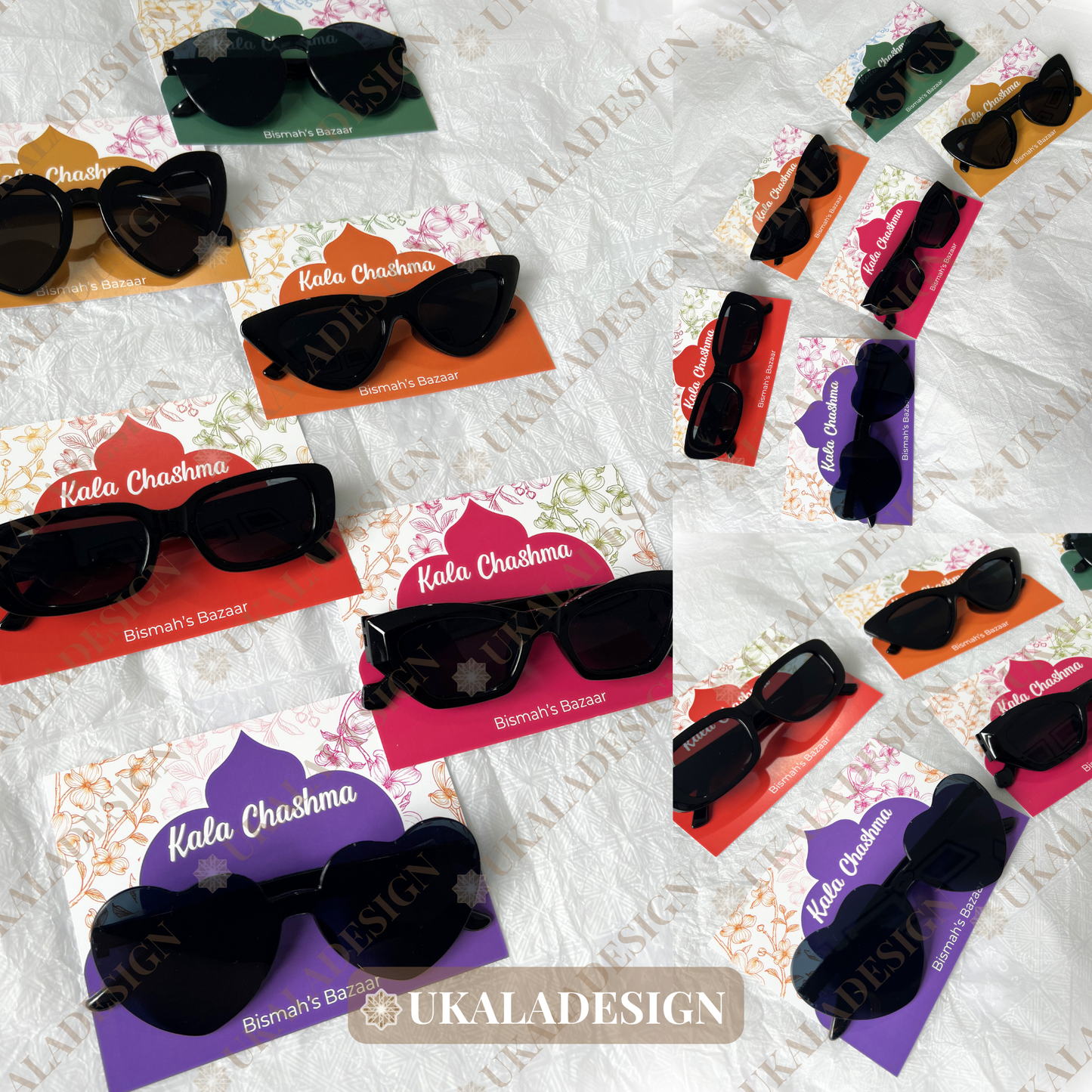Kala Chashma Sunglasses Display Cards - Mehrab-e-Gul Design
