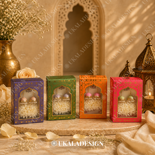 Luxury Jhumka & Gajra Gift Box - Mixed Colour