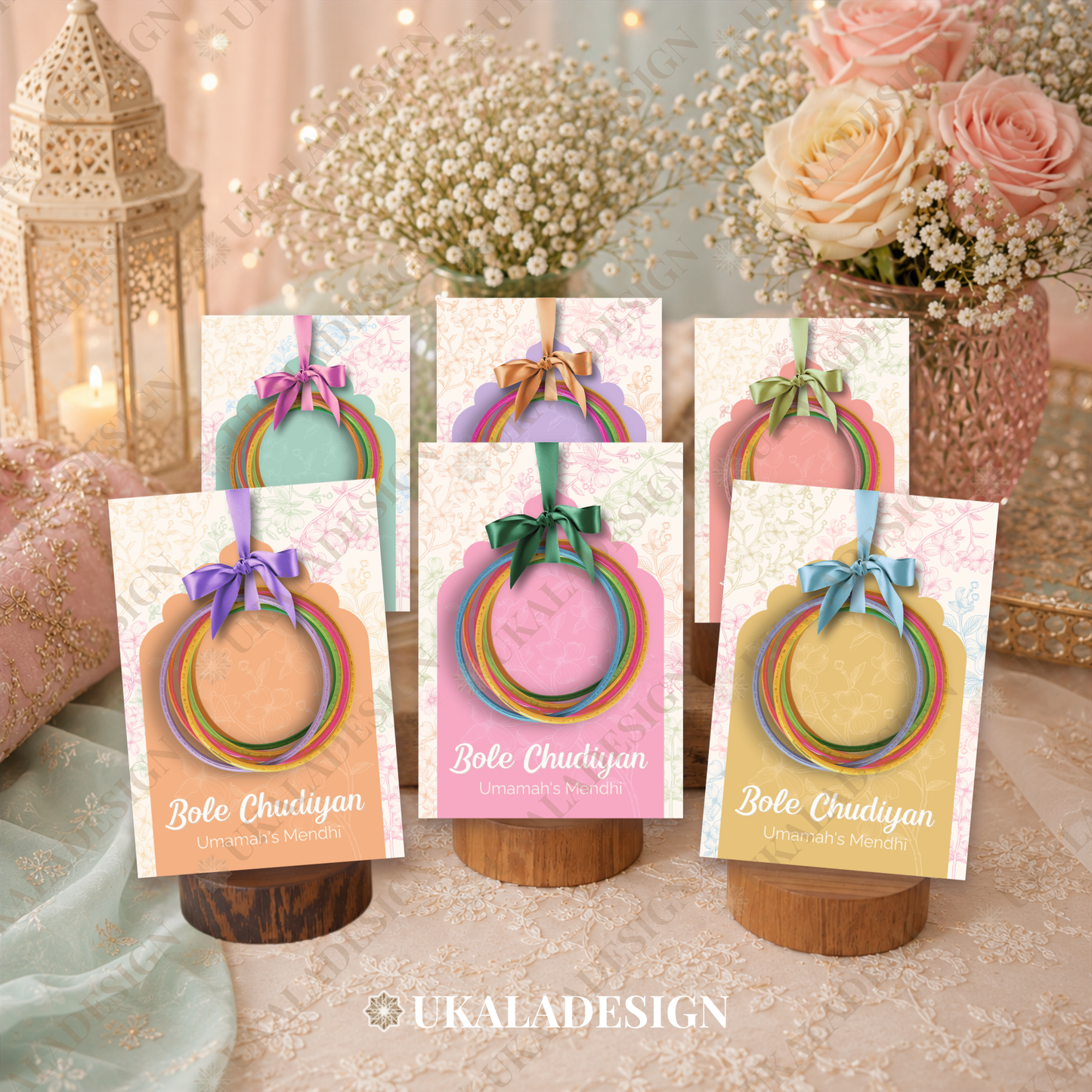 Pastel Bole Chudiyan Bangle Cards - Mehrab-e-Gul Design