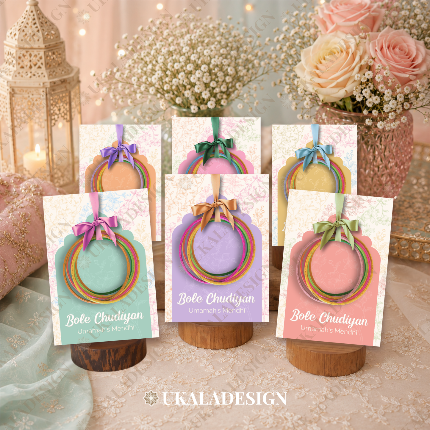 Pastel Bole Chudiyan Bangle Cards - Mehrab-e-Gul Design