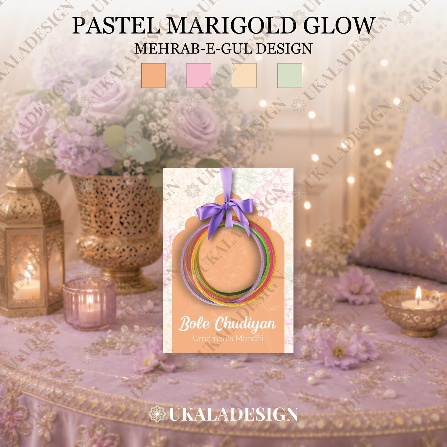 Pastel Bole Chudiyan Bangle Cards - Mehrab-e-Gul Design