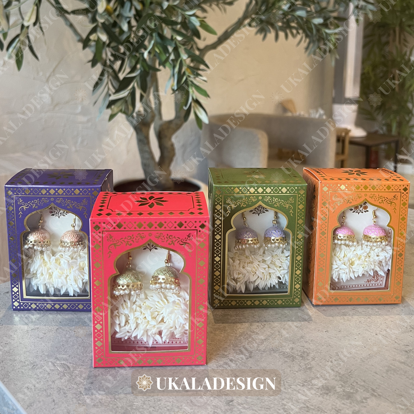 Luxury Jhumka & Gajra Gift Box - Mixed Colour