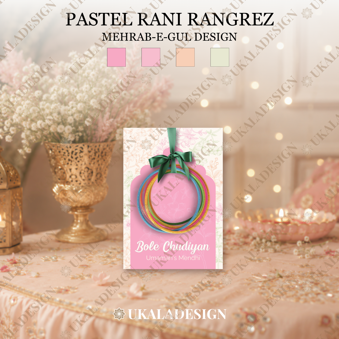 Pastel Bole Chudiyan Bangle Cards - Mehrab-e-Gul Design