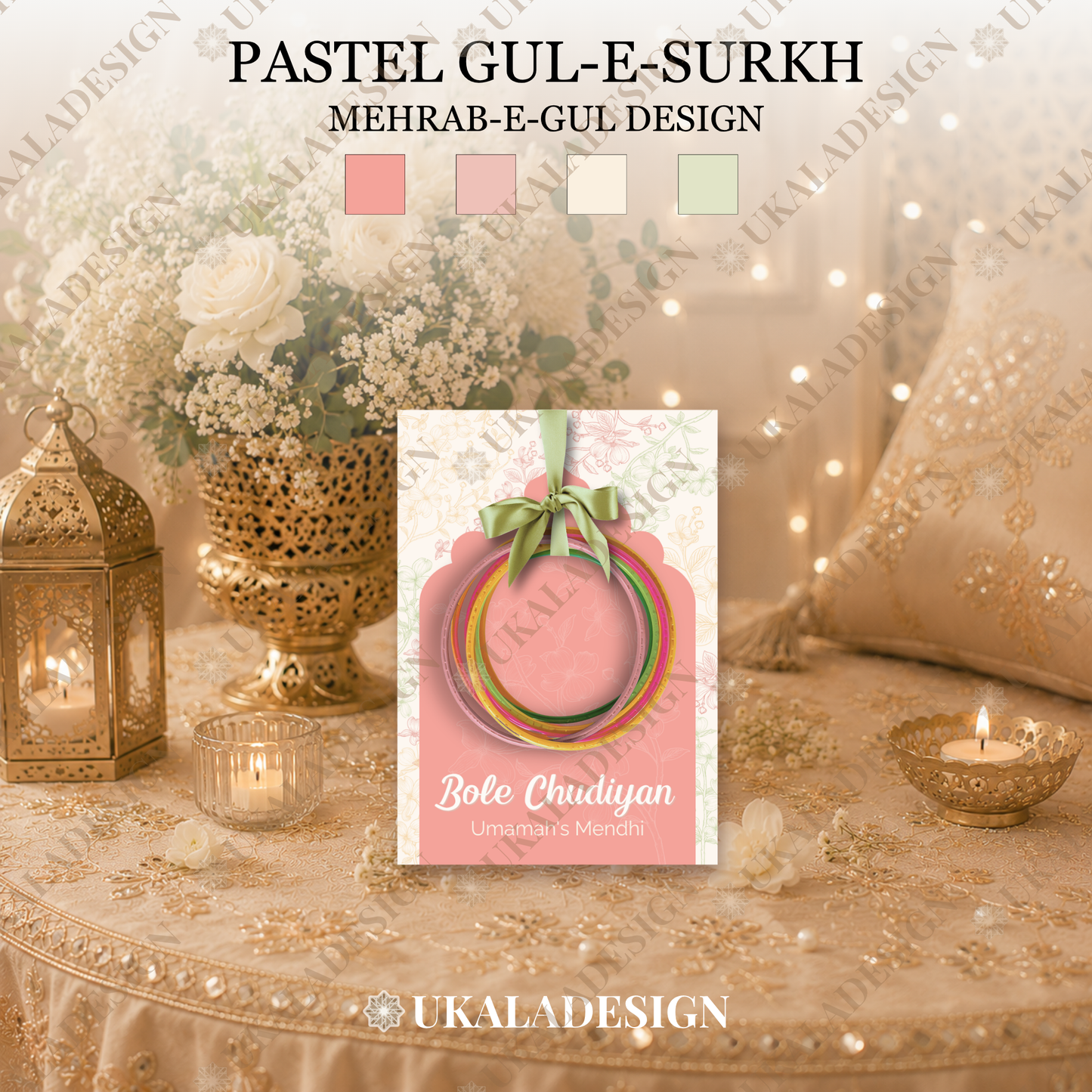 Pastel Bole Chudiyan Bangle Cards - Mehrab-e-Gul Design