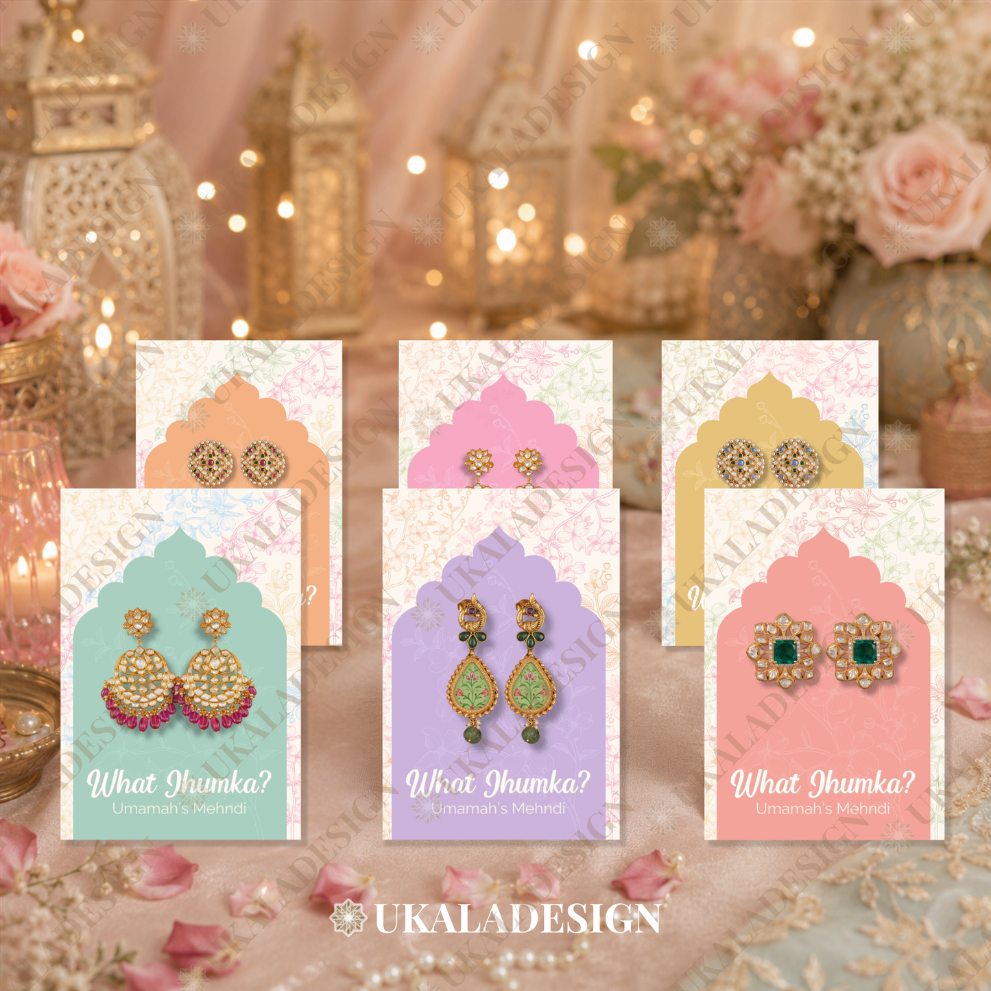 Pastel What Jhumka? Earring Cards - Mehrab-e-Gul Design