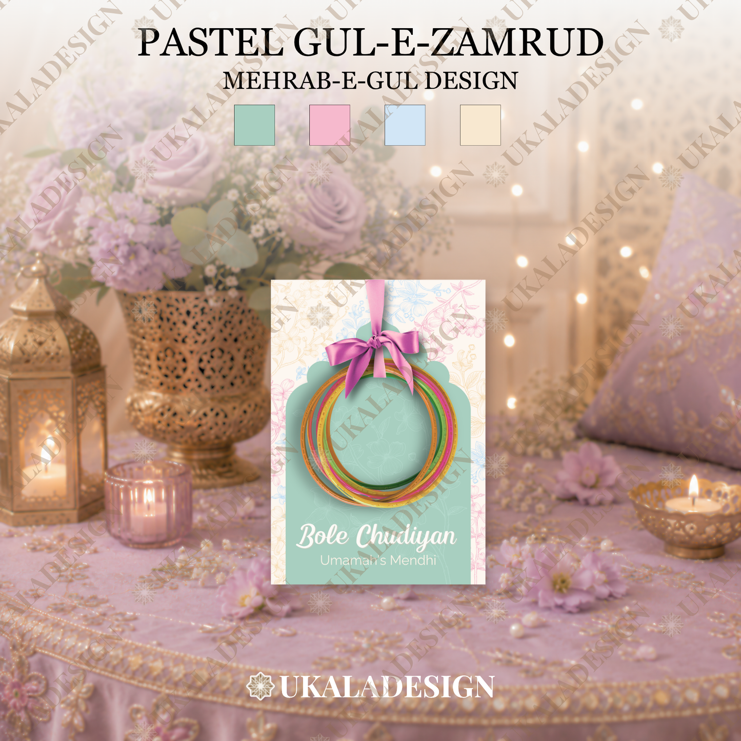 Pastel Bole Chudiyan Bangle Cards - Mehrab-e-Gul Design