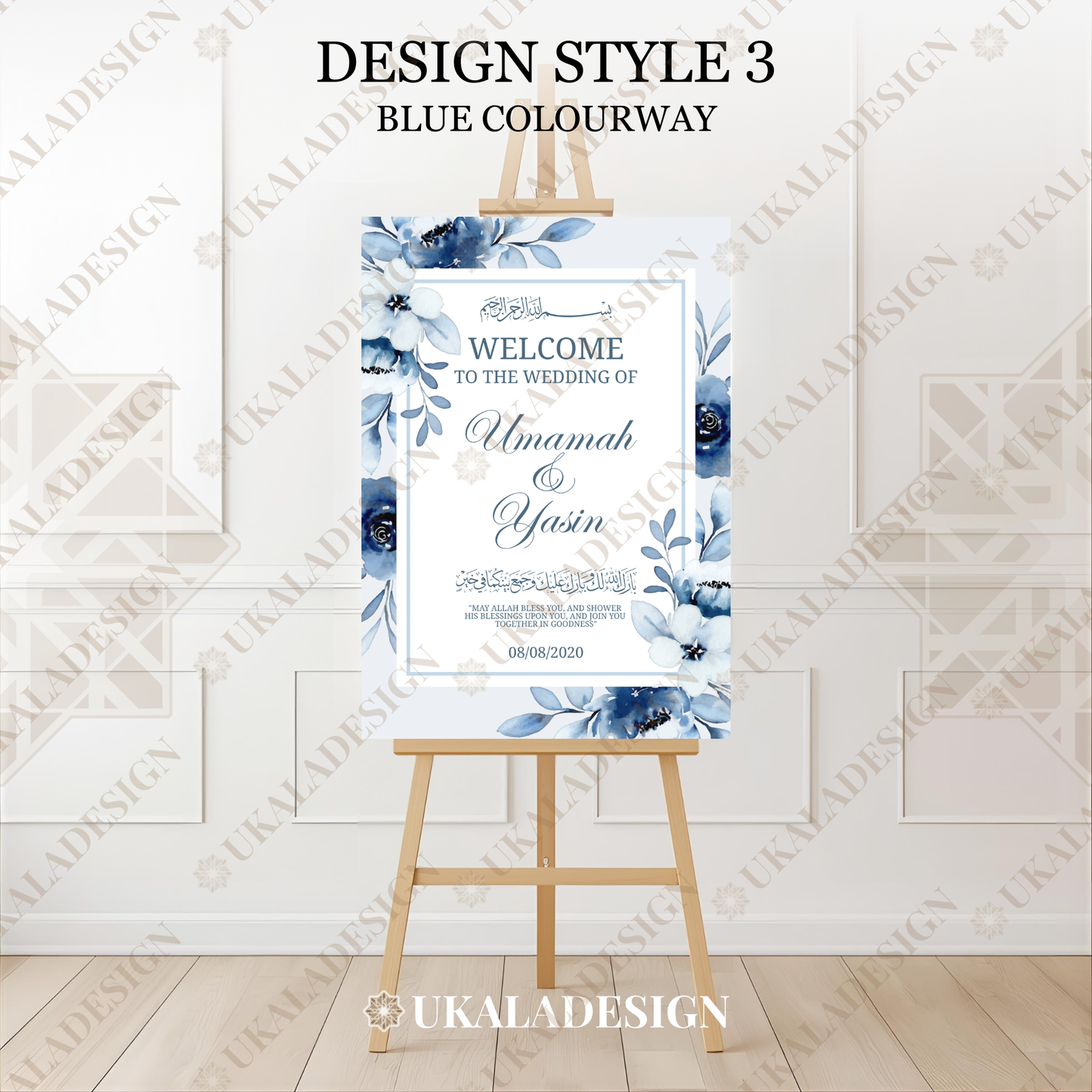 Blue - Wedding Welcome Sign - Portrait