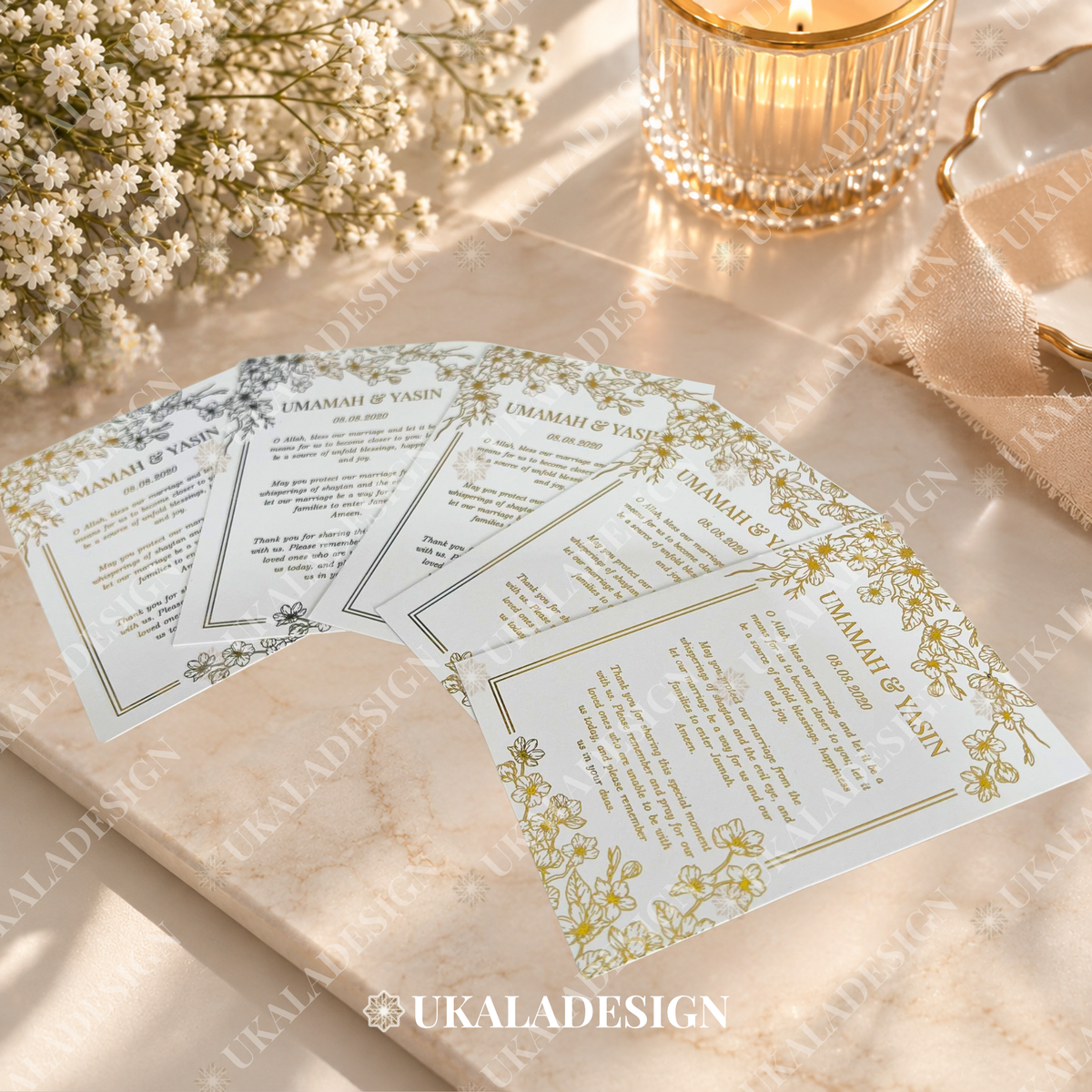 Cherry Blossom Foil Dua Favour Cards