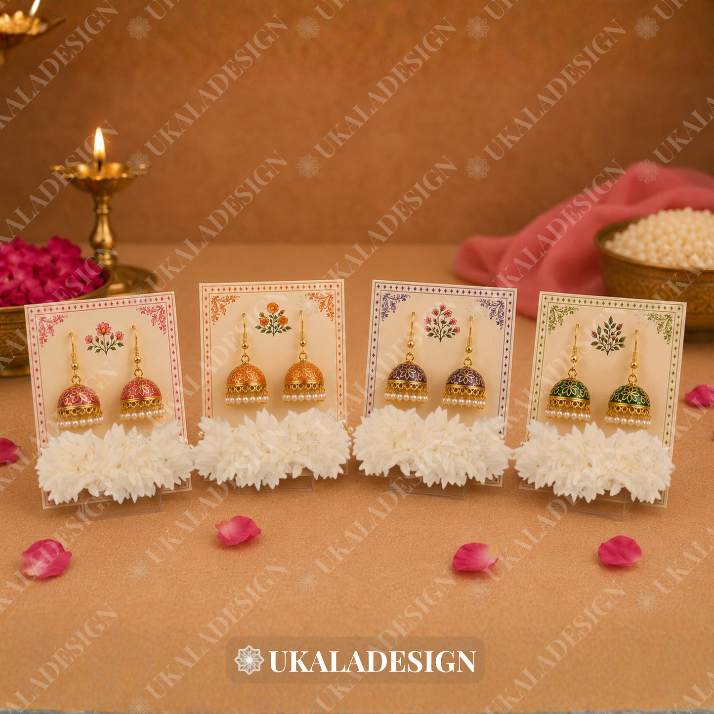Luxury Jhumka & Gajra Gift Box - Mixed Colour