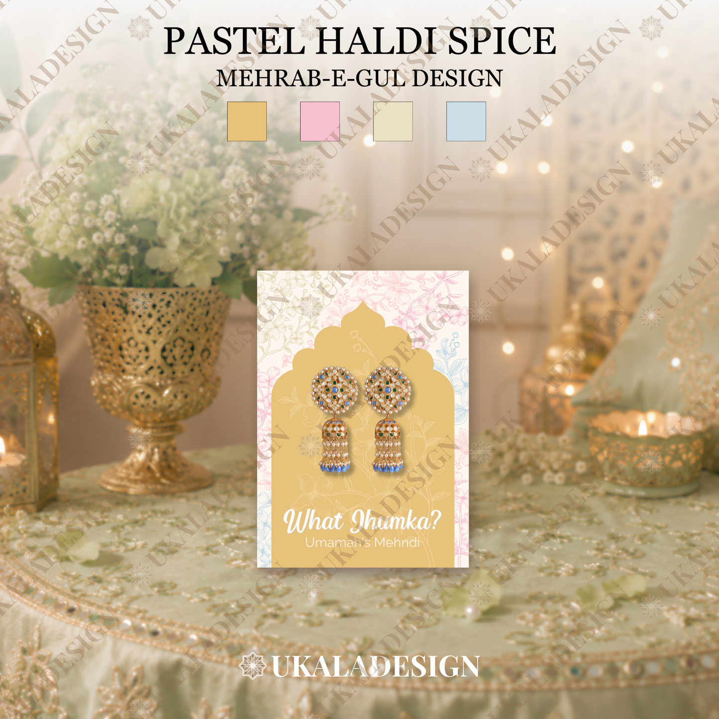 Pastel What Jhumka? Earring Cards - Mehrab-e-Gul Design