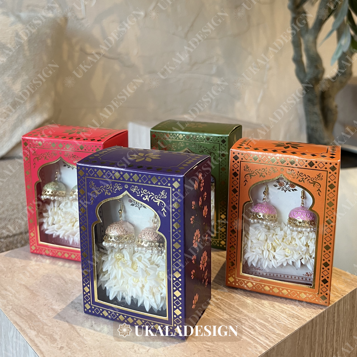 Luxury Jhumka & Gajra Gift Box - Mixed Colour