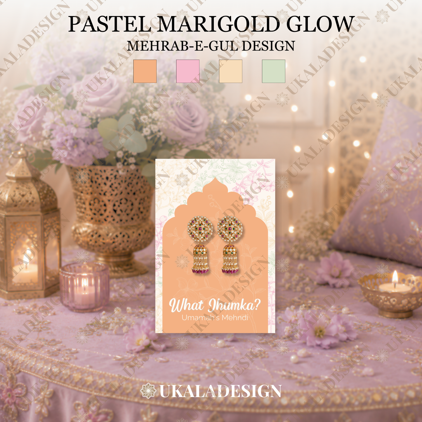 Pastel What Jhumka? Earring Cards - Mehrab-e-Gul Design