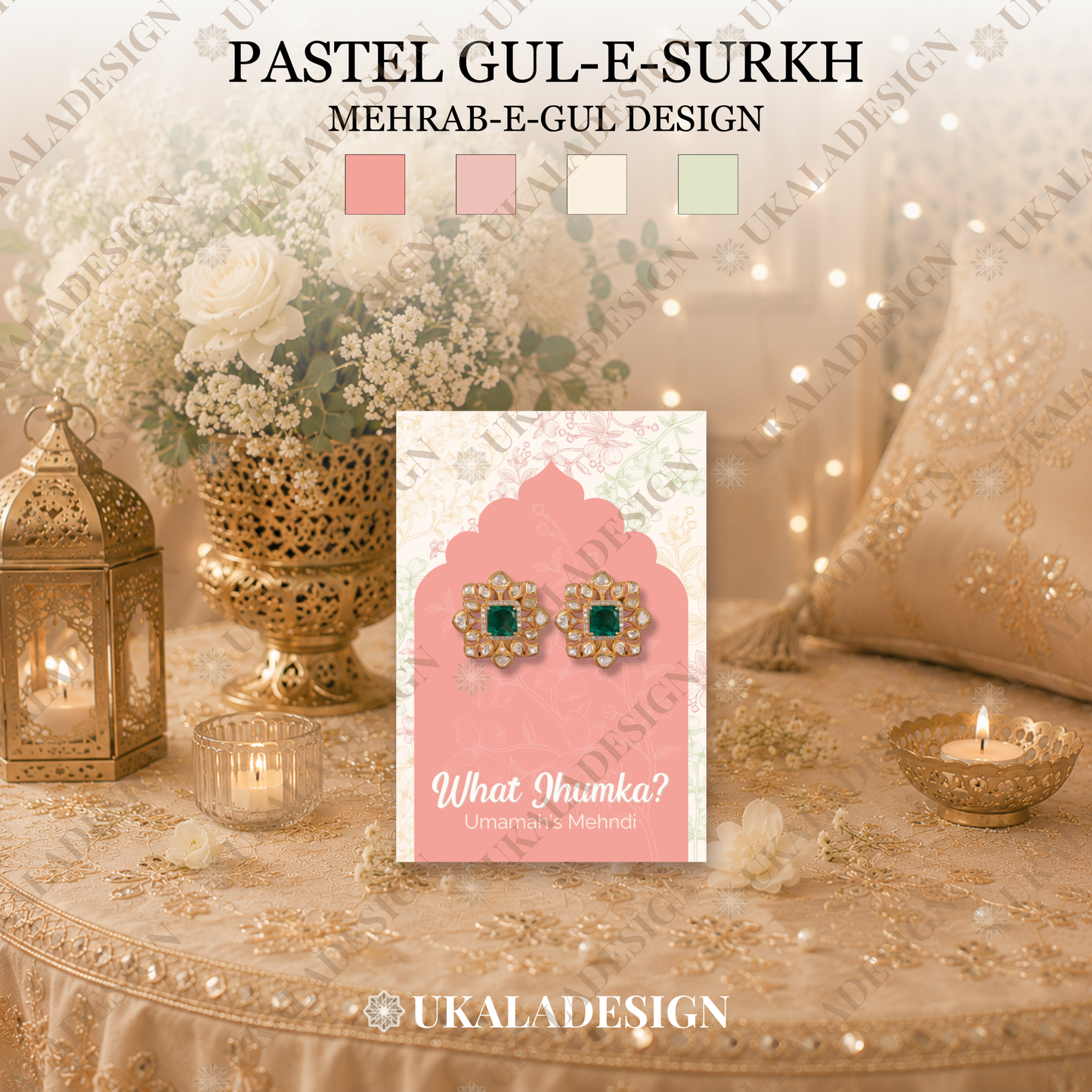 Pastel What Jhumka? Earring Cards - Mehrab-e-Gul Design