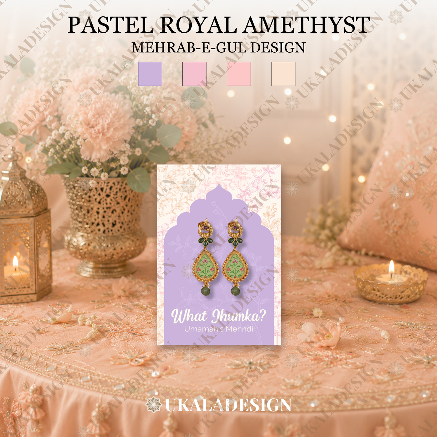 Pastel What Jhumka? Earring Cards - Mehrab-e-Gul Design