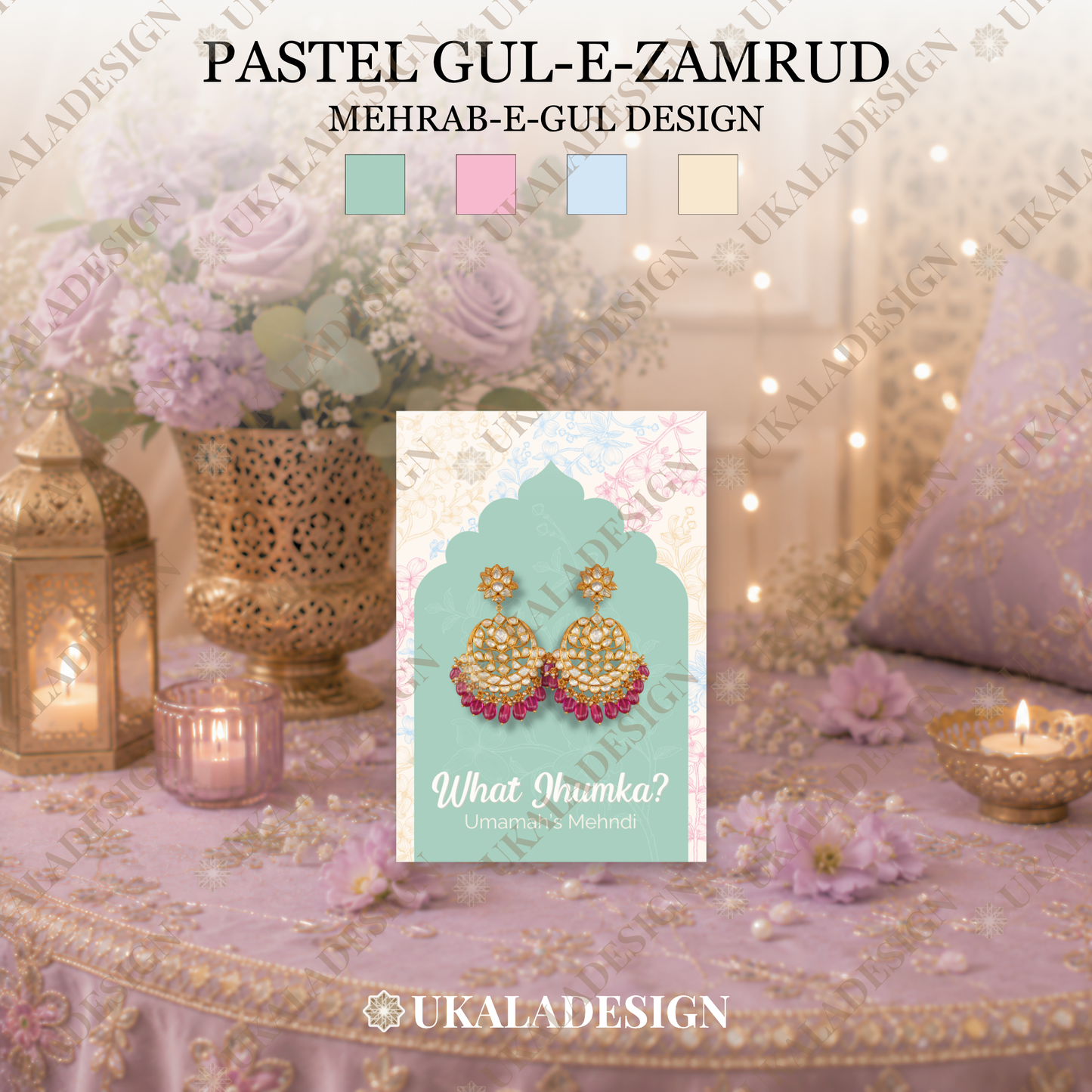 Pastel What Jhumka? Earring Cards - Mehrab-e-Gul Design