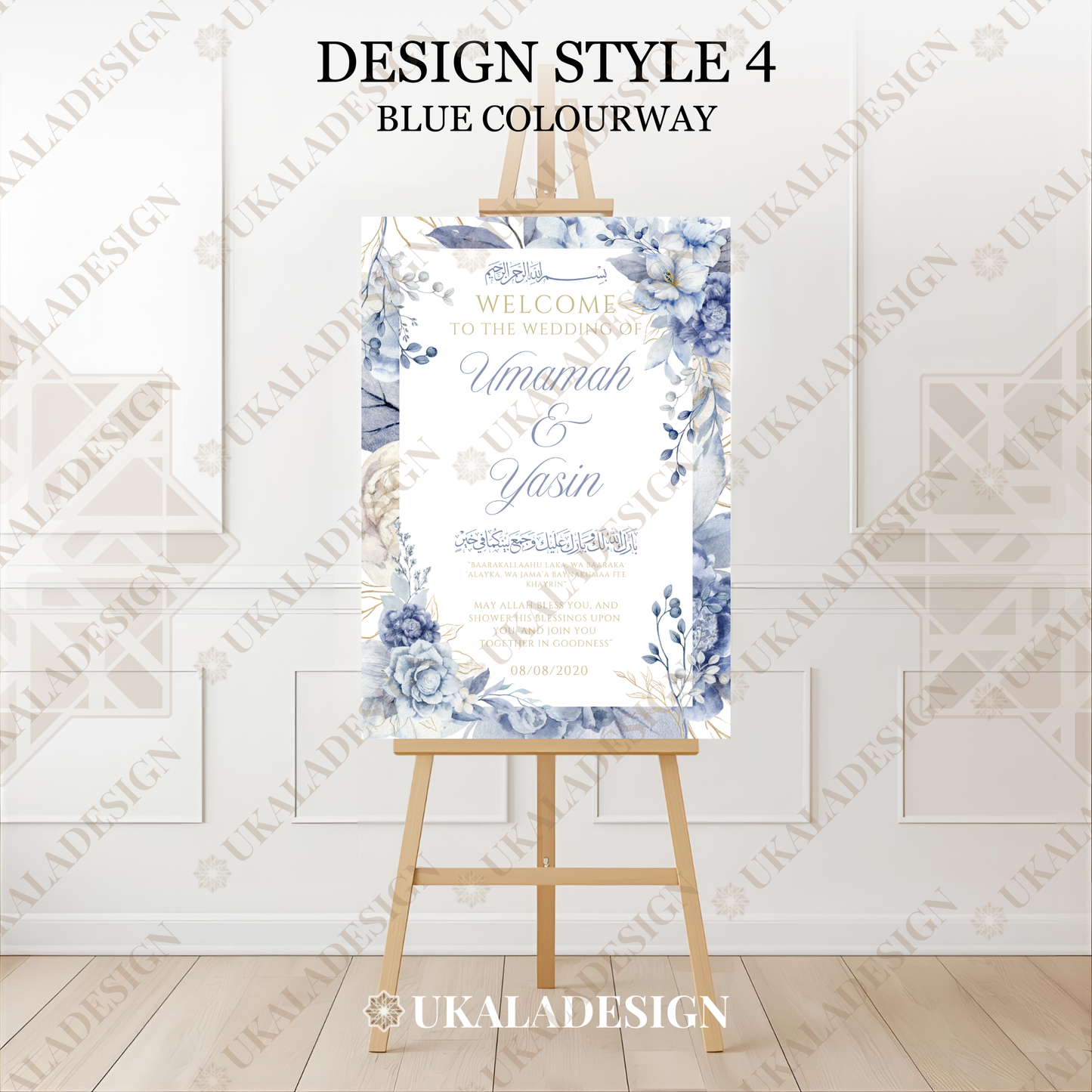 Blue - Wedding Welcome Sign - Portrait