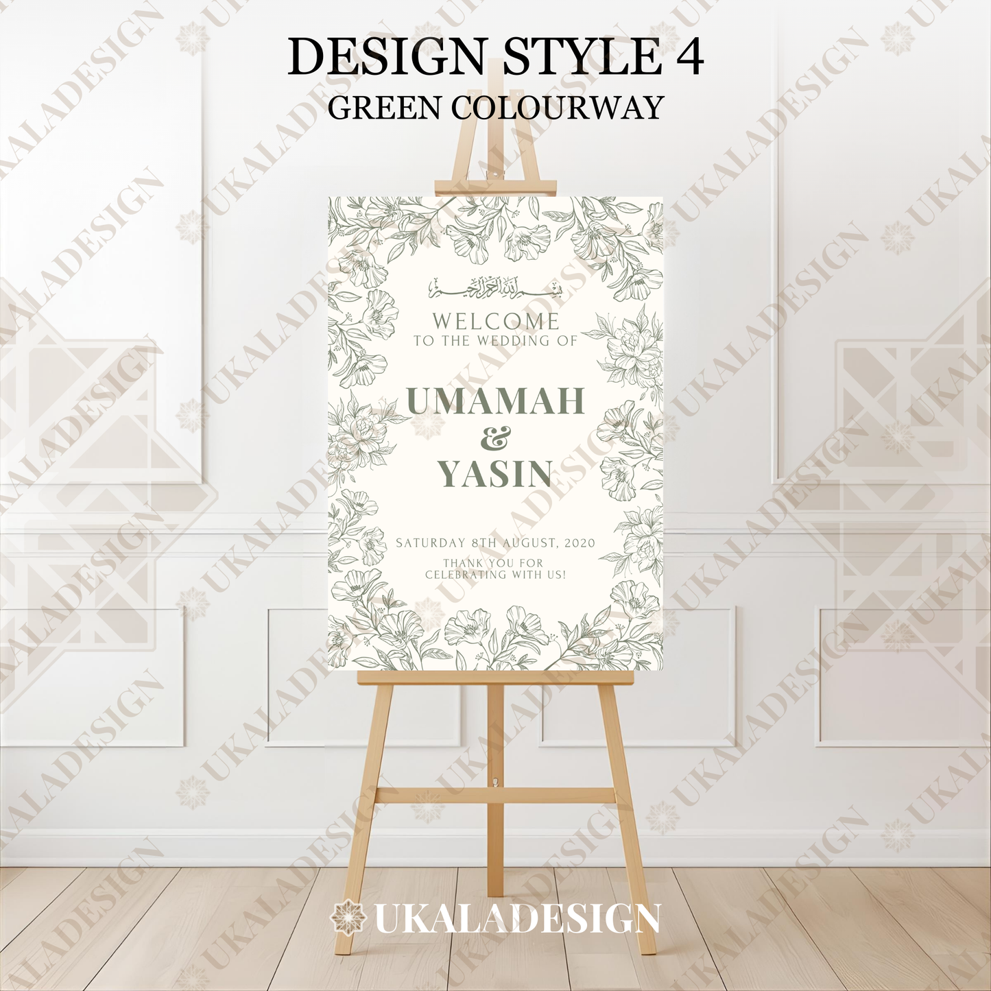 Green - Wedding Welcome Sign - Portrait