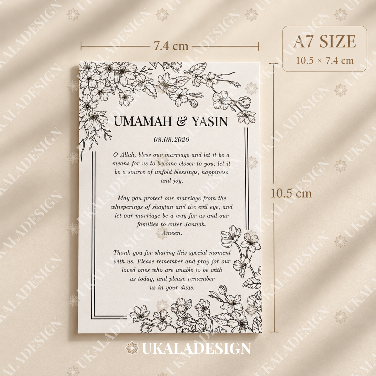 Cherry Blossom Foil Dua Favour Cards
