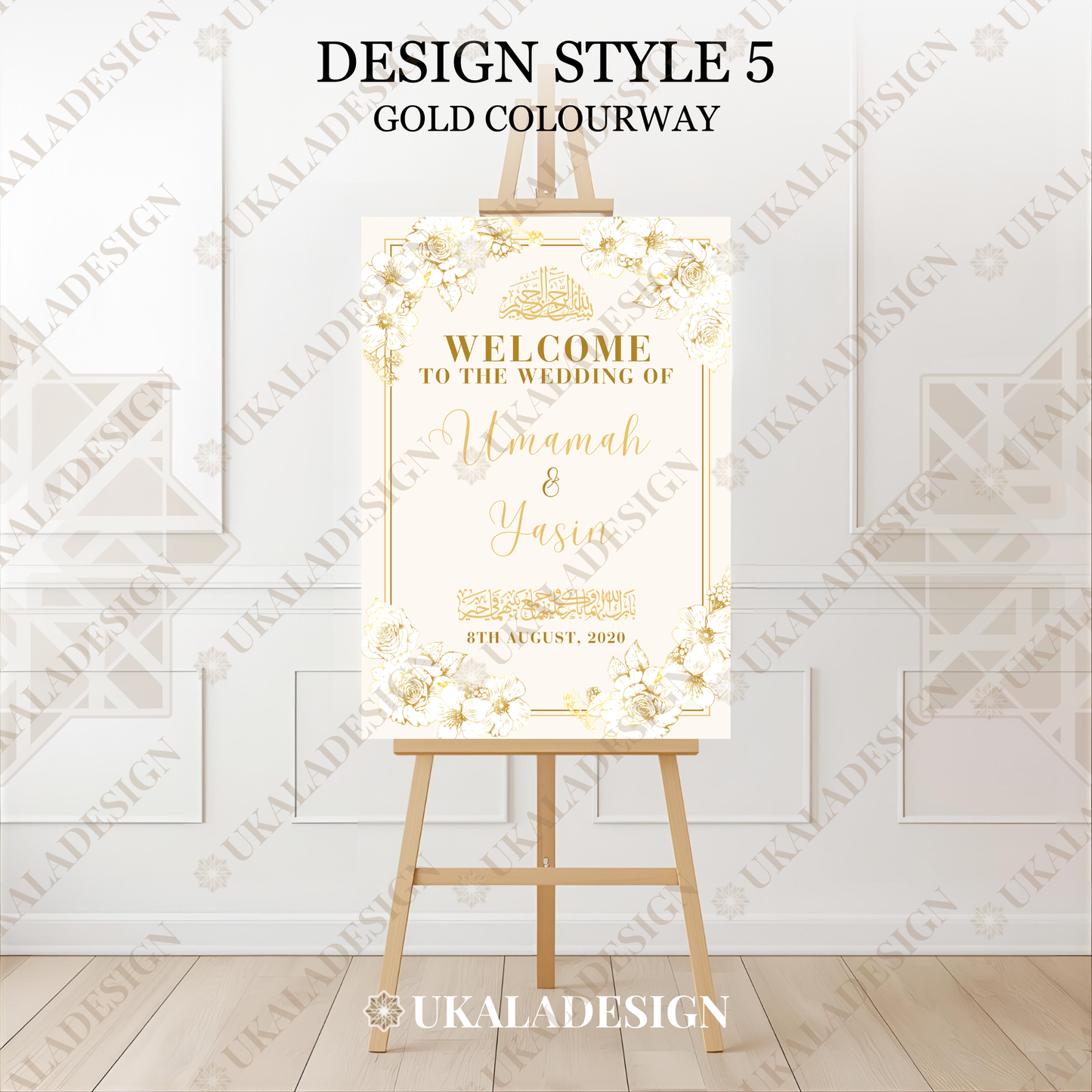 Gold - Wedding Welcome Sign - Portrait