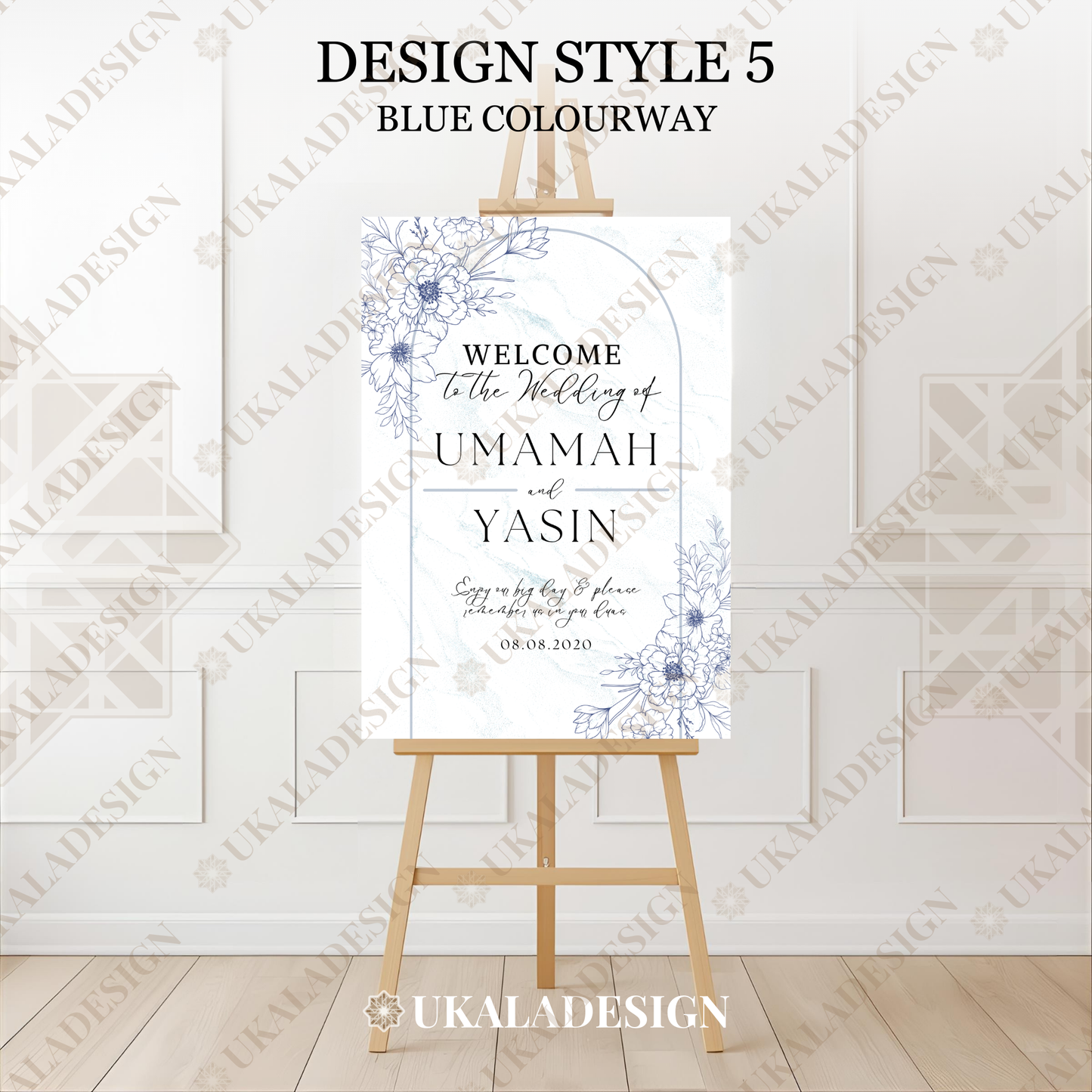 Blue - Wedding Welcome Sign - Portrait