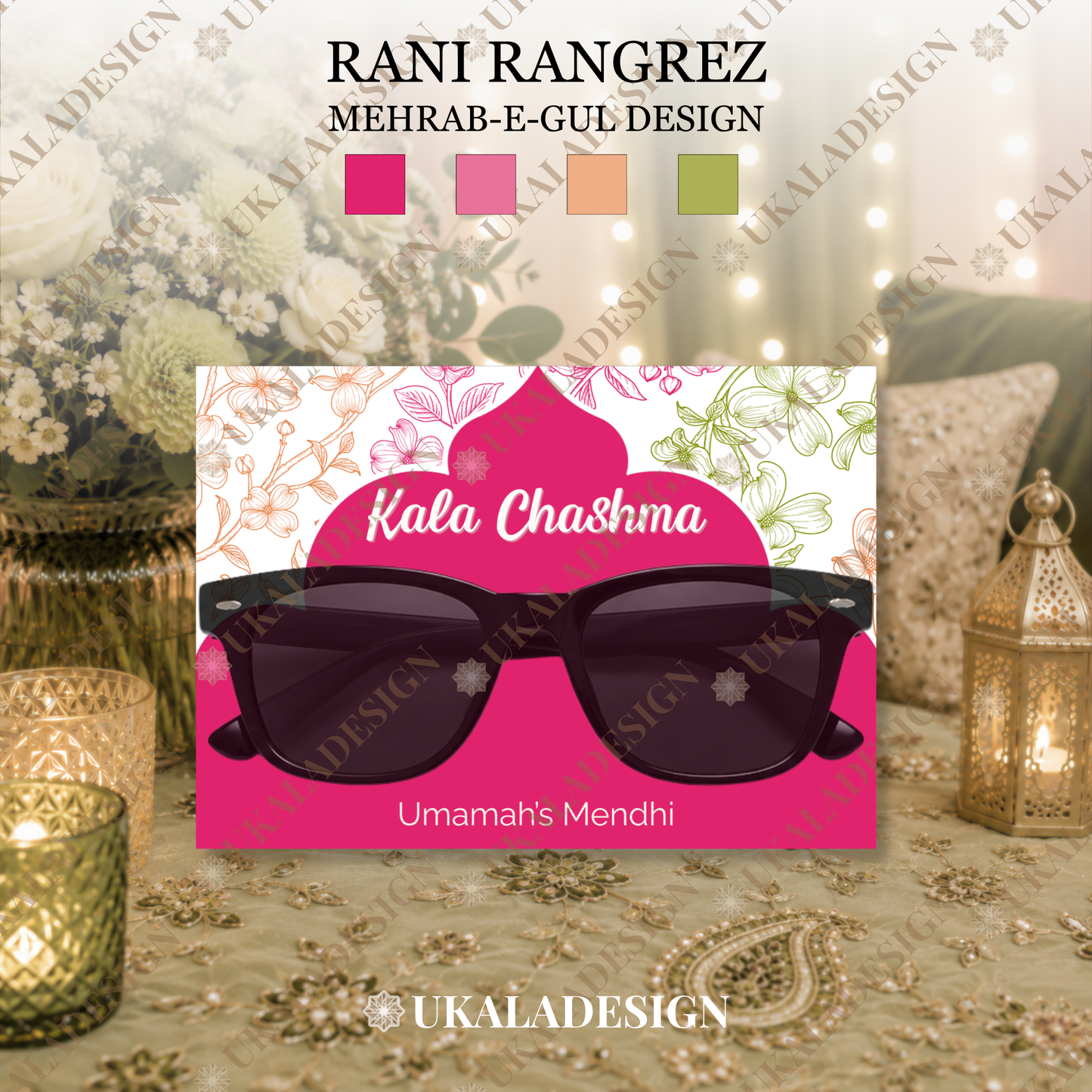 Kala Chashma Sunglasses Display Cards - Mehrab-e-Gul Design