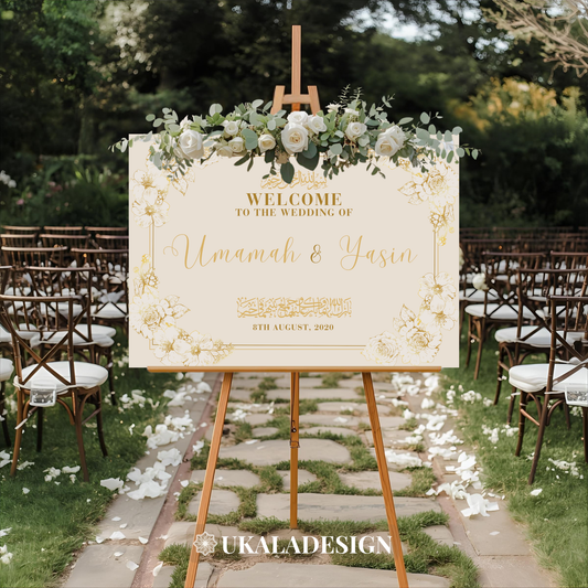 Gold - Wedding Welcome Sign - Landscape