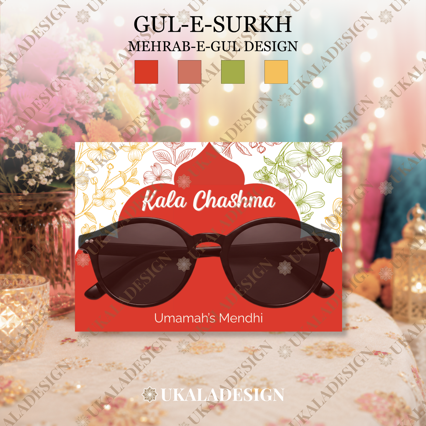 Kala Chashma Sunglasses Display Cards - Mehrab-e-Gul Design