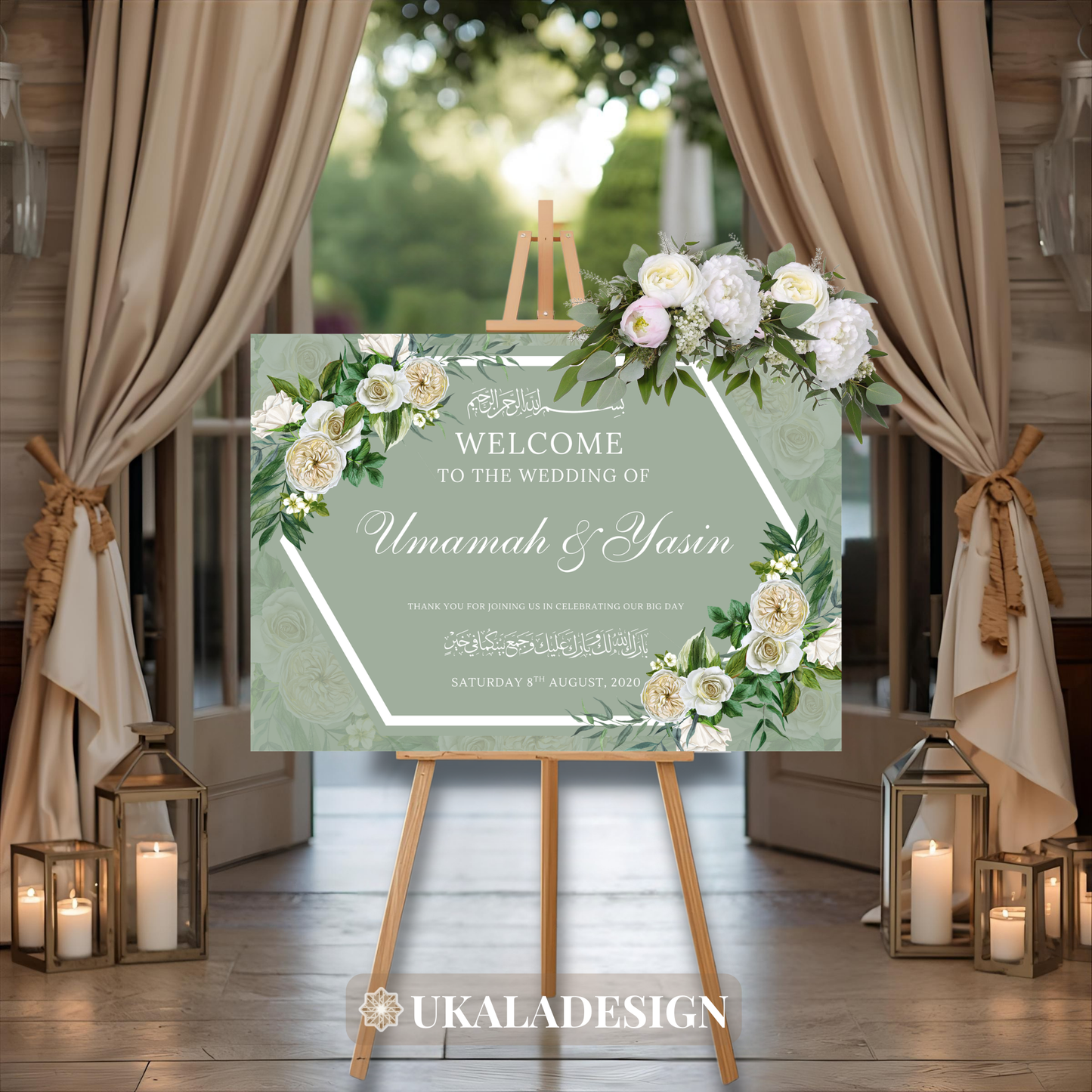 Green - Wedding Welcome Sign - Landscape
