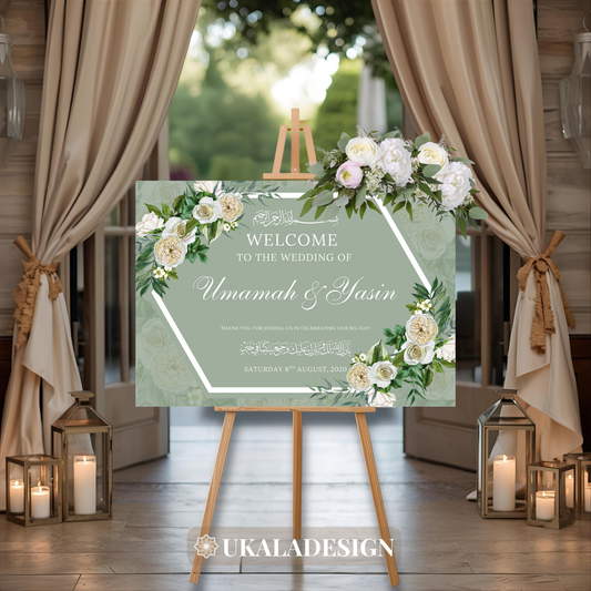 Green - Wedding Welcome Sign - Landscape