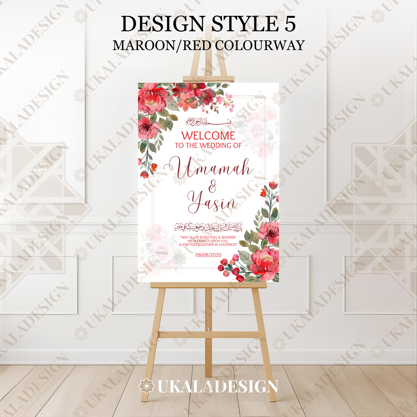 Maroon - Wedding Welcome Sign - Portrait