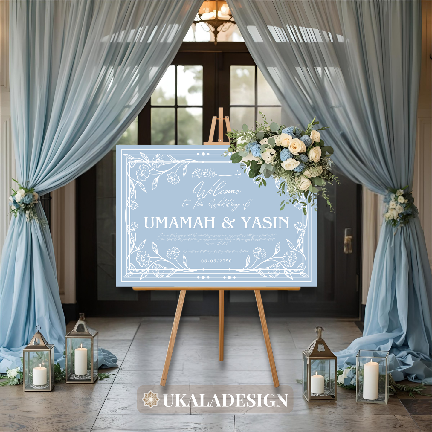 Blue - Wedding Welcome Sign - Landscape