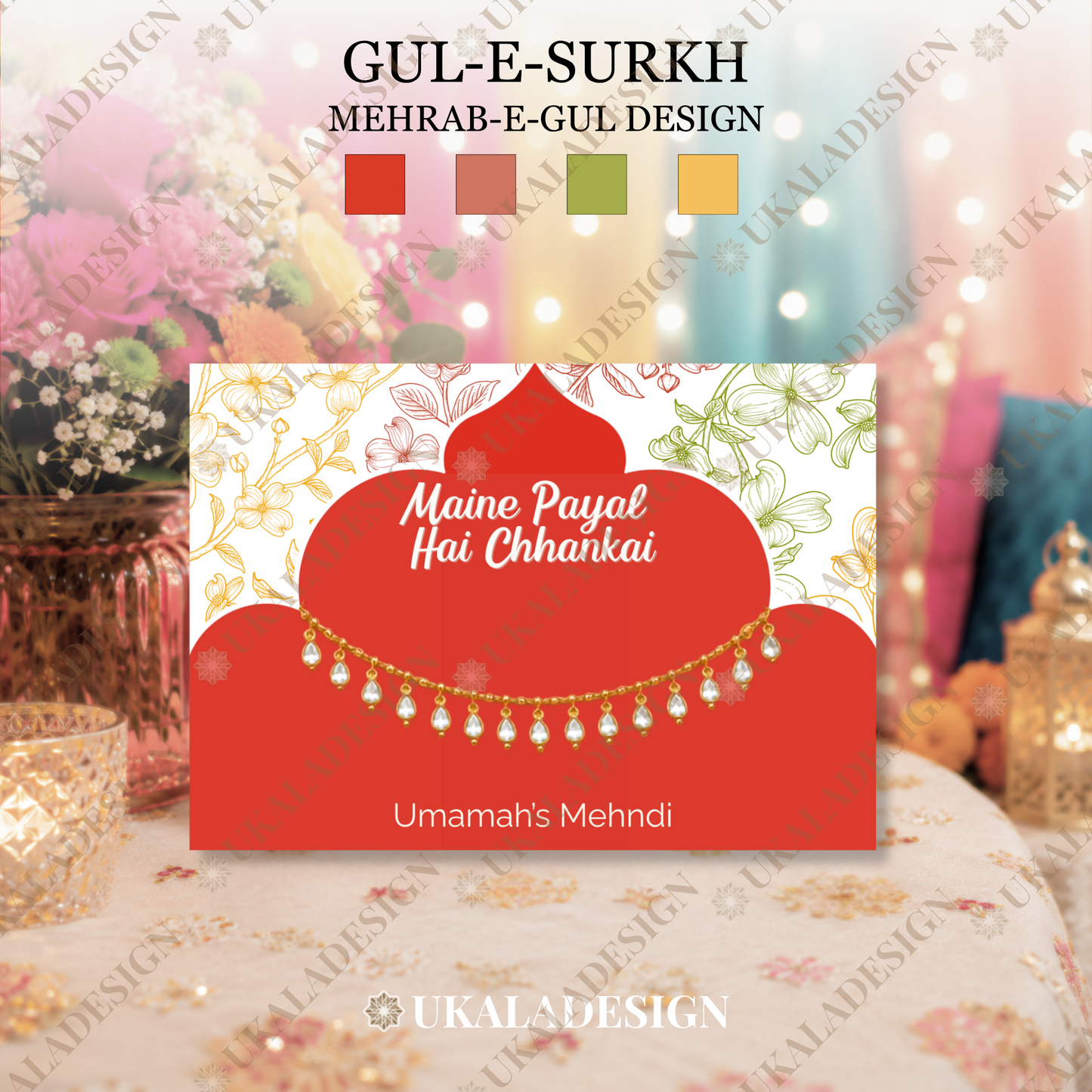Maine Payal Hai Chhankai Display Cards - Mehrab-e-Gul Design