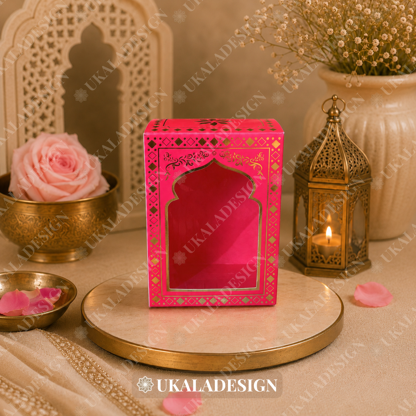 Luxury Jhumka & Gajra Gift Box - Pink Colour