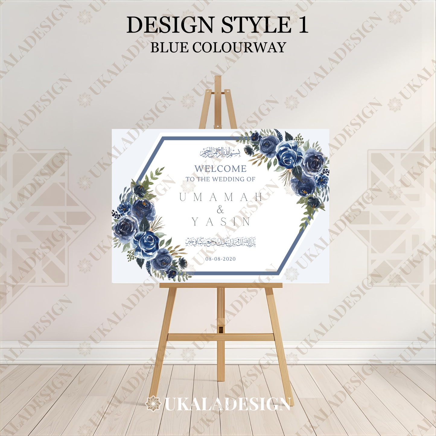 Blue - Wedding Welcome Sign - Landscape