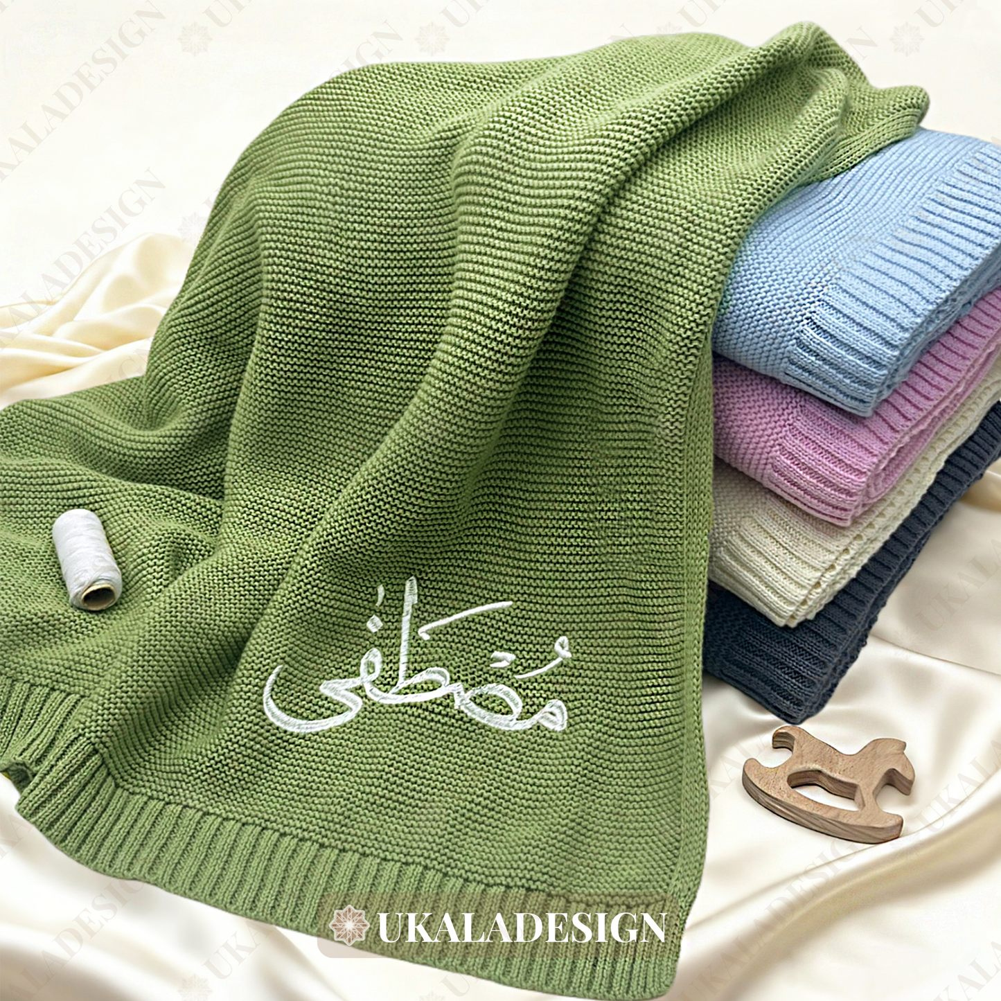 Arabic Name Knitted Baby Blanket