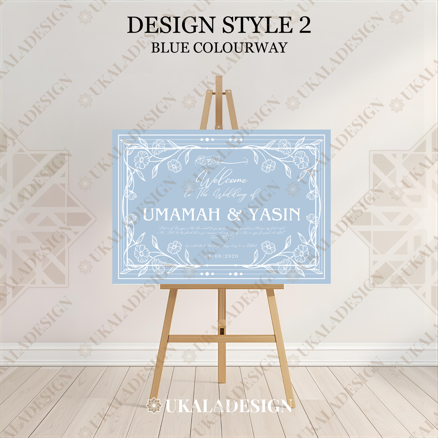 Blue - Wedding Welcome Sign - Landscape