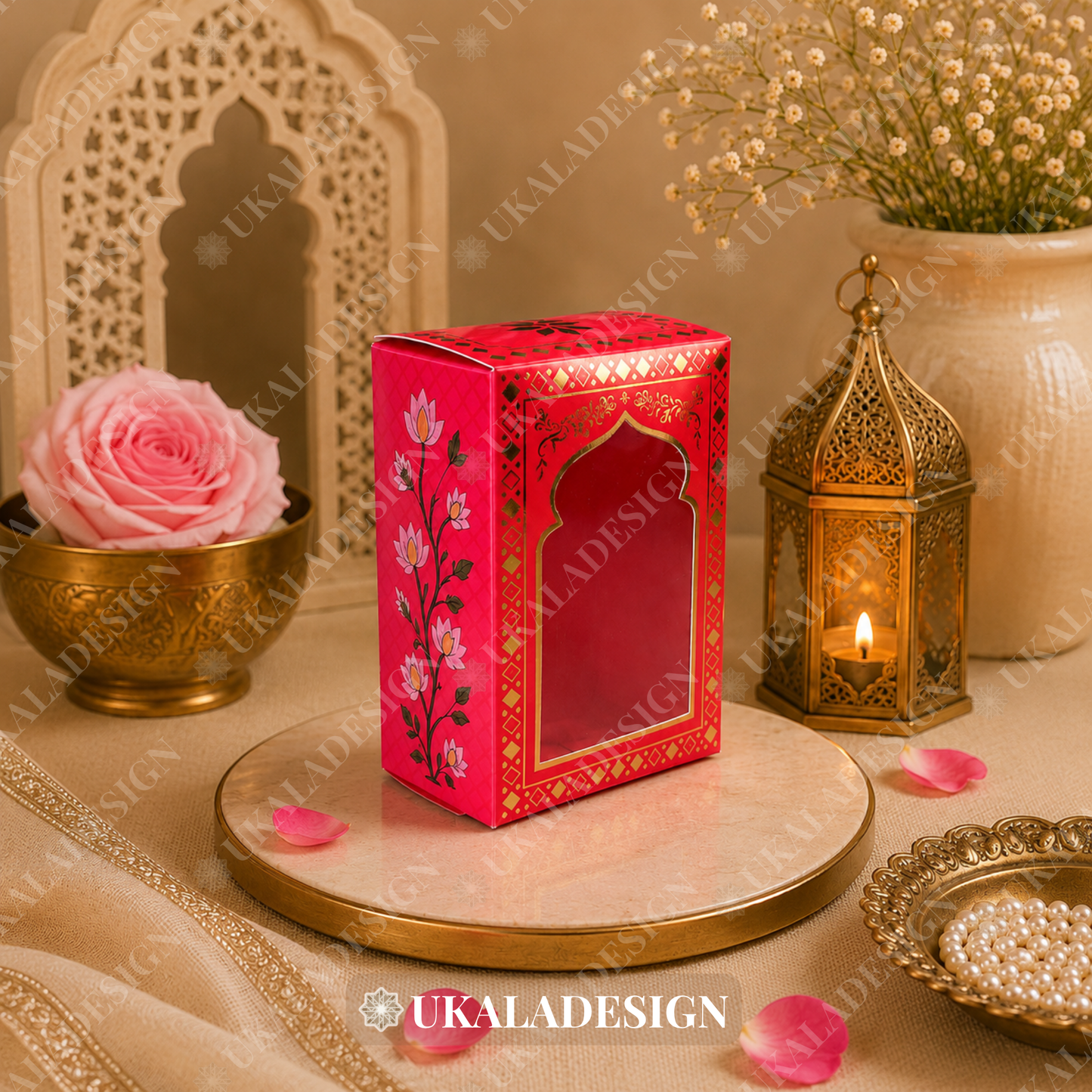 Luxury Jhumka & Gajra Gift Box - Pink Colour