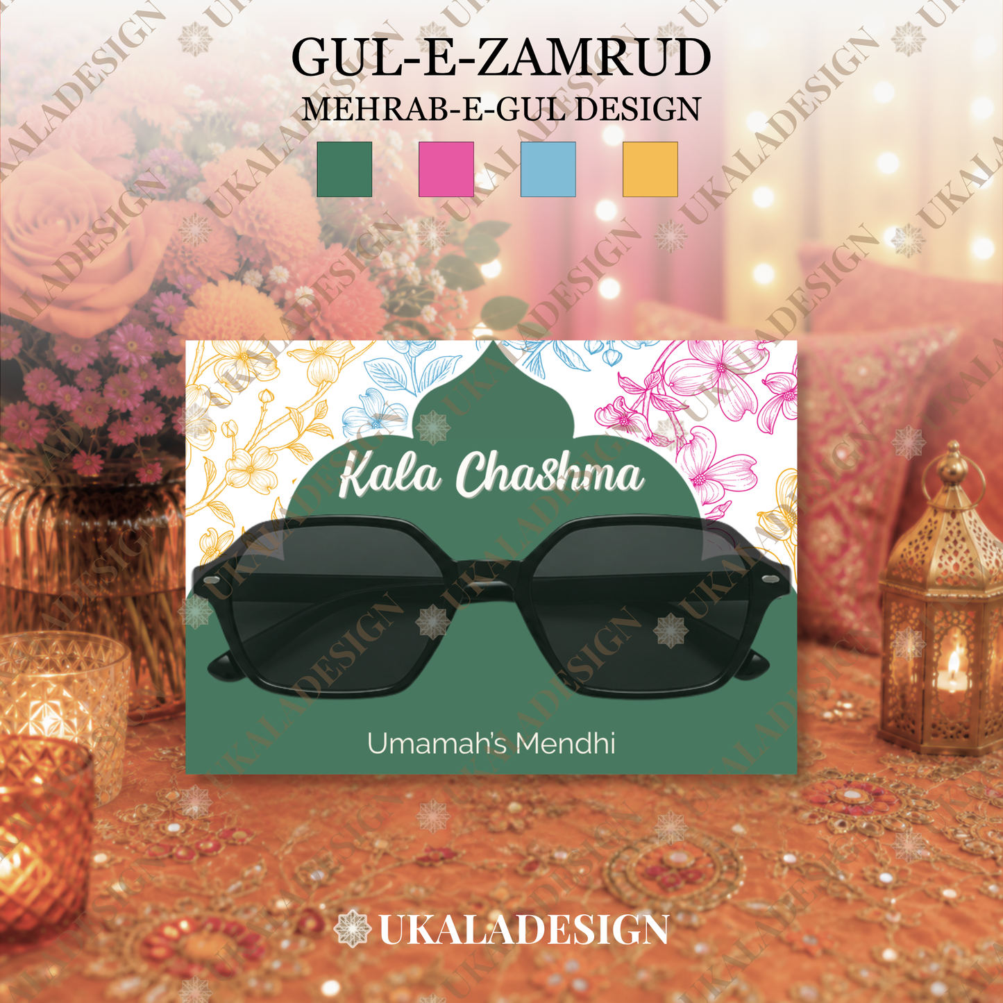 Kala Chashma Sunglasses Display Cards - Mehrab-e-Gul Design