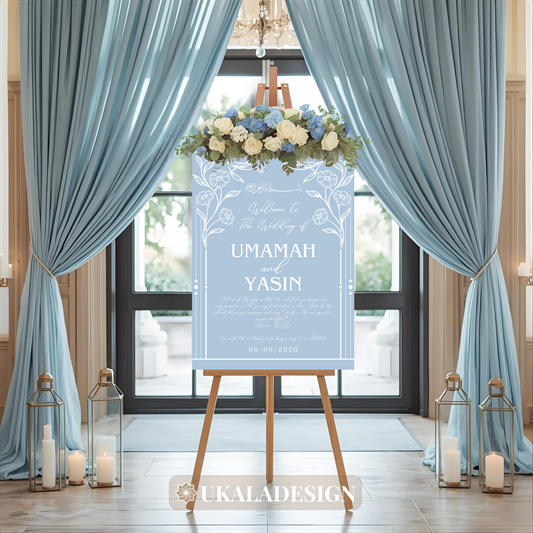 Blue - Wedding Welcome Sign - Portrait