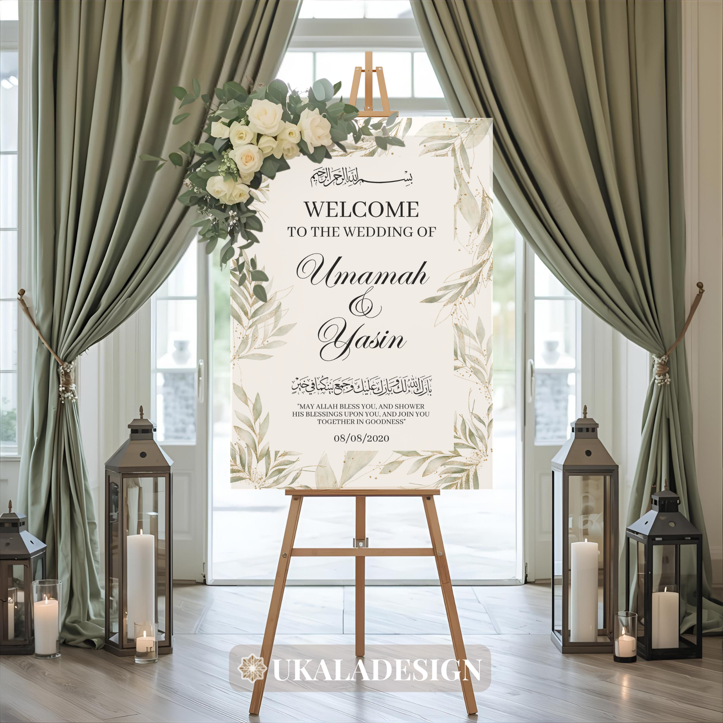 Green - Wedding Welcome Sign - Portrait