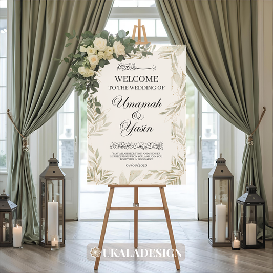 Green - Wedding Welcome Sign - Portrait