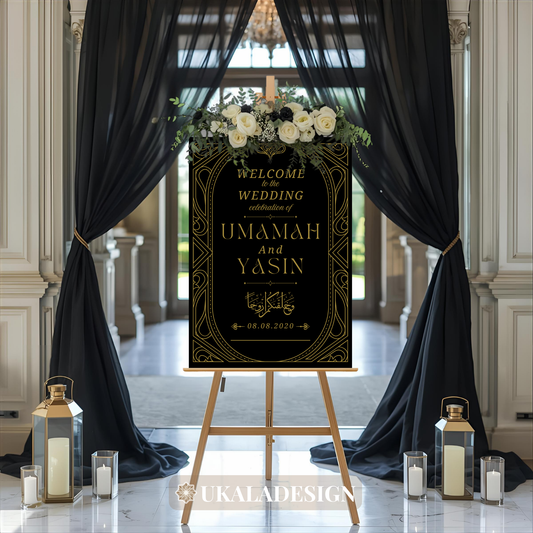 Black - Wedding Welcome Sign - Portrait